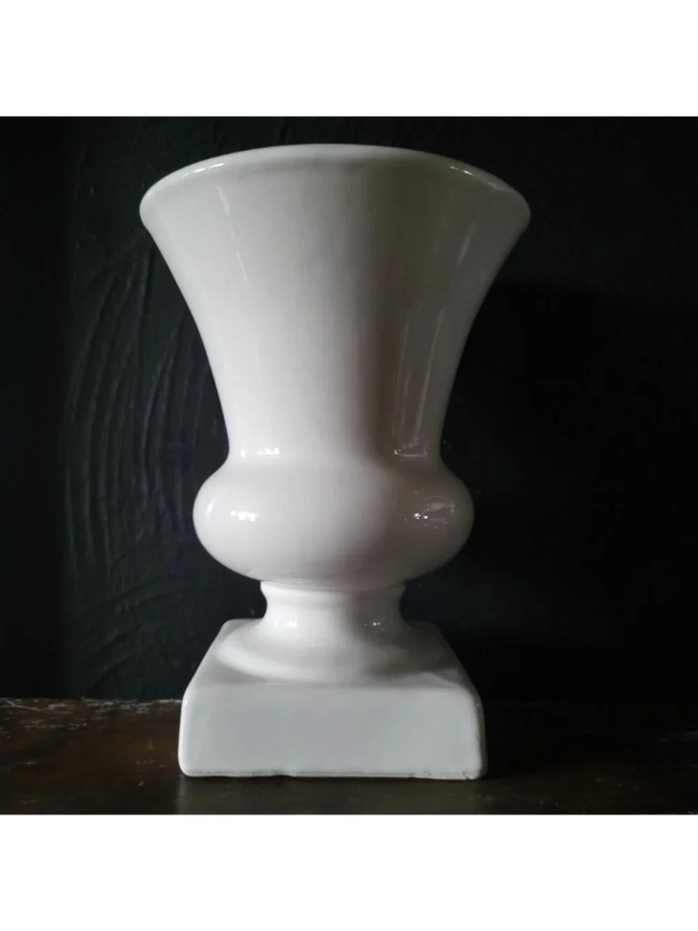 Vintage White Ceramic Pedestal Vase With Classic Urn Shape #316